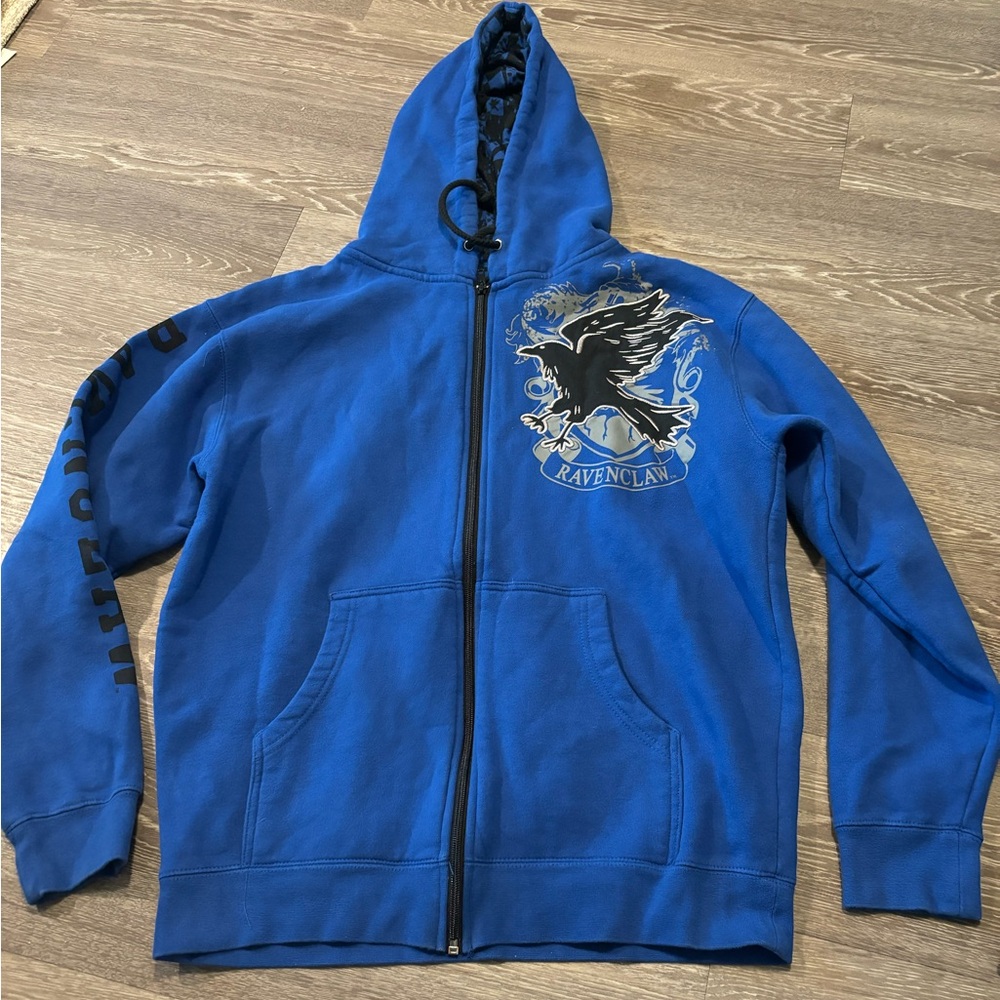 Wizarding World of Harry Potter Ravenclaw Full Zip Up Hoodie Mens Medium Blue